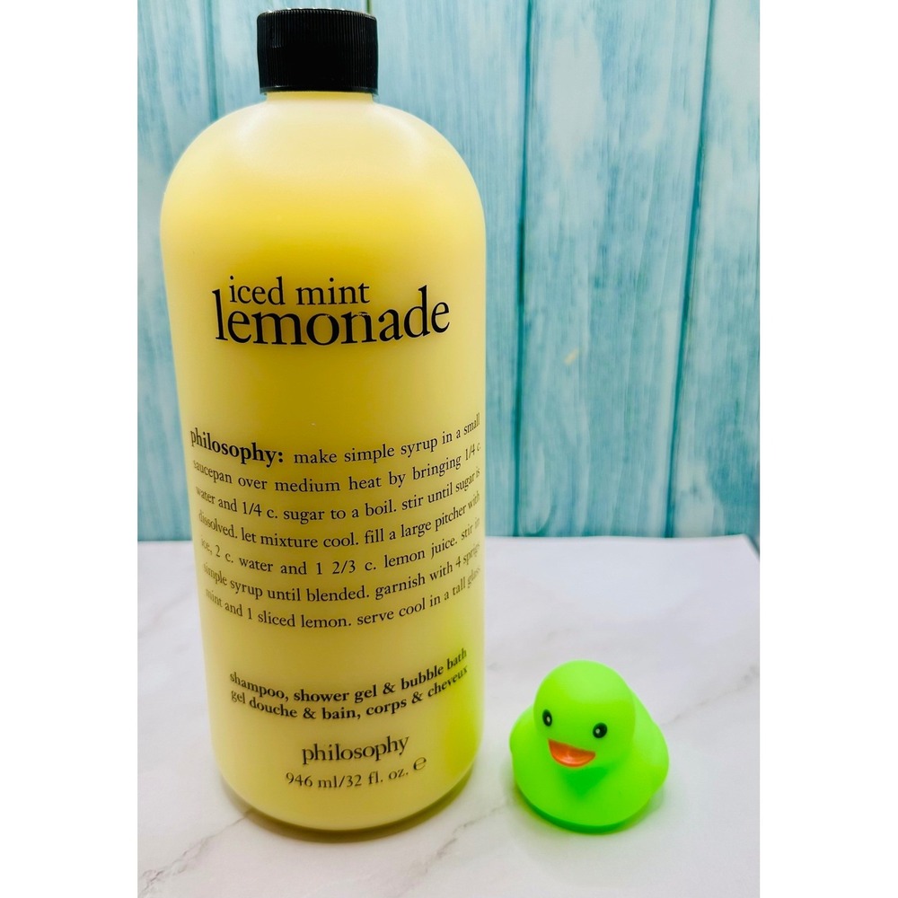 Philosophy Iced Mint Lemonade 3 in 1 Shampoo Shower Gel Bubble Bath 32 oz Large